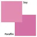 pink squares with the words soy and paraffinn