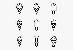 ice cream icons are shown in black and white