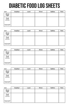 Food Chart For Diabetics, Food Log Printable, Food Journal Printable, Food Diary Printable, Printable Schedule, Food Tracking, Printable Food