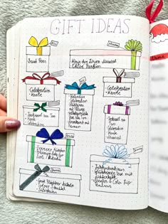 December 2018 Bullet Journal christmas gift ideas page Bujo Gift List, Bujo Christmas Gift List, Christmas Wishlist Design Ideas On Paper, Christmas List Design Ideas On Paper, December Bullet Journal Pages, Bullet Journal Noel, Aesthetic Christmas List Ideas On Paper, Christmas List Bullet Journal