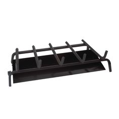 a black metal shelf with three hooks on it