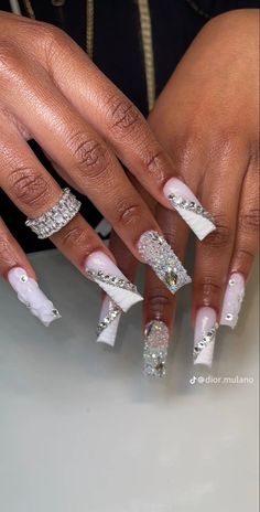 22 Birthday Nails, Nail Cam, Tip Nail Designs, Fye Nails, 23 Birthday, Bday Nails, Glitter Nails Acrylic, Acrylic Nail Shapes, French Tip Nail Designs