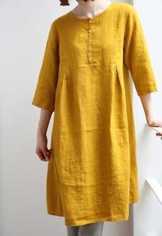 Linen Fashion, Aging Gracefully, 가을 패션, Blouse Shirt, Linen Dresses, Linen Clothes, Sewing Clothes, Linen Dress