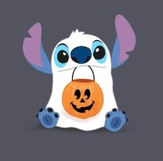 a cartoon ghost holding a jack o lantern