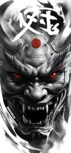 Oni Snake Tattoo, Demonic Tattoos, Satanic Tattoo Design, Black Snake Tattoo, Japanese Demon Tattoo, Japanese Demon Mask, Satanic Tattoos, Arm Tattoos Drawing