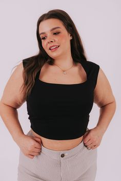 This PLUS SIZE Black Out Top has got you covered, literally! Its sleek crop fit and square neckline will have you looking A-mazing! Whether you're hitting up the club, an outdoor event, or a distant galaxy, this sleeveless top will keep you stylin' all night long! Details Square neckline Crop fit Fully lined Sizing Approximate measurements: SIZE LENGTH BUST 1XL 18” 38” 2XL 18” 40” 3XL 19” 44” Fabric has stretch Model is 5’6” wearing 1XL Material 75% Nylon 25% SpandexHand wash cold No bleachHang Nursing Friendly Tops, Free People Sandals, Nursing Friendly Dress, Plus Swim, Plus Jumpsuit, Wedge Loafers, Exclusive Dress, Plus Size Black, Outdoor Event