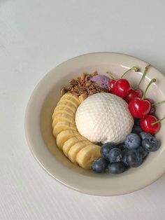 a white plate topped with fruit and cheese