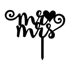 a cake topper that says mr and mrs on it with hearts in the middle