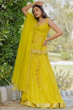 Peplum Top Lehenga, Haldi Outfit For Bride, Haldi Outfit, Lehnga Dress, Indian Designer Outfits, Designer Wear, Festival Wear