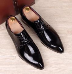 Mens Patent Leather Pointed Toe Lace Up Business Formal Dress Wedding Shoes I446 Official Shoes, Patent Leather Dress, Business Casual Shoes, Gentleman Shoes, Oxfords Shoes, Wedding Shoes Heels