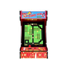 the donkey kong arcade machine is on display