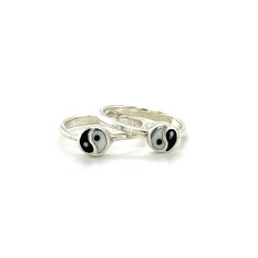 A pair of Super Silver Small Yin-Yang rings Yin Yang Ring, Balance And Harmony, Pure Form, Clean Aesthetic, Life Force, Ring Sale, Yin Yang, 925 Sterling Silver, Sleek