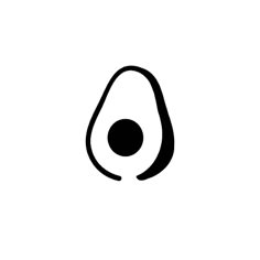 an avocado is shown in black on a white background with the word avocado above it