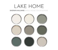 six different shades of paint with the words lake home