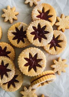 small pastries with red and white stars on them