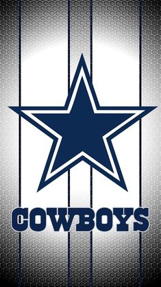 the cowboys logo is shown on a metal background with blue and white lines behind it