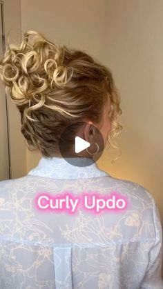 Easy Updo For Curly Hair Natural Curls, Curly Bob Updo Hairstyles, Easy Updo For Medium Curly Hair, Curly Hair Simple Updo, Mid Length Curly Hair Updo Easy, Quick Updos For Curly Hair, Layered Curly Hair Updo, French Twist Updo Curly Hair, Up Do For Short Curly Hair