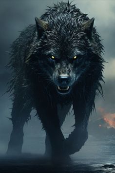 Lycan Wallpaper, Black Wolf Art, Fenrir Art, Fenrir Tattoo, Lup Singuratic, Dark Wolf, Cool Wolf, Angry Wolf