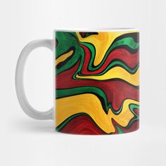 a coffee mug with an abstract design on it