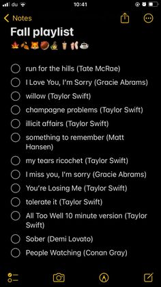 the fall playlist on an iphone