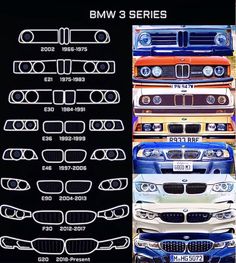 the bmw 3 series is shown in different colors