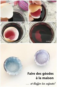 instructions for how to make homemade gel nail polish in different colors and shapes, with text overlay