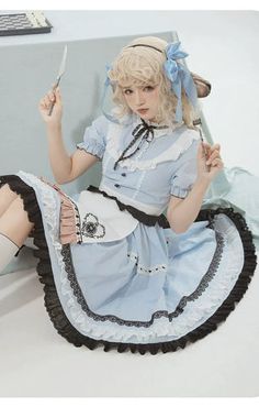 Eternal heroine ♡ Alice x Lolita coordination 7 selections – ロリータファッション通販RonRon Alice In Wonderland Dress, Dress Apron, Eat Me, Ribbon Headbands, Jumper Skirt, Printed Aprons, Rabbit Ears, Gingham Check, Bear Print