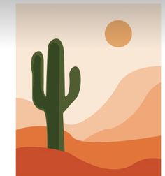 a cactus in the desert under a sunset