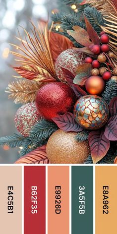 Explore Christmas Color Palettes for 2024 Trends Color Pallet Christmas, Christmas Theme Colors, Holiday Color Palette Christmas, Classic Christmas Color Palette, Christmas Color Pallets, Christmas Color Palettes, Vintage Christmas Color Palette, Colorful Christmas Aesthetic