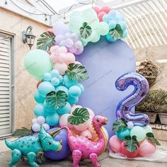 balloons and decorations are arranged in the shape of numbers