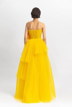 Description Yellow A-line, Long dress Sleeveless Open neckline Tulle Dry Clean Evening Dress Made in Lebanon LPS23 6969T + LPS23 6964LS Corset Long Dress, Flower Corset, Dress Sleeveless, Lebanon, Strapless Dress Formal, Evening Dress, Dress Making, Long Dress, Evening Dresses