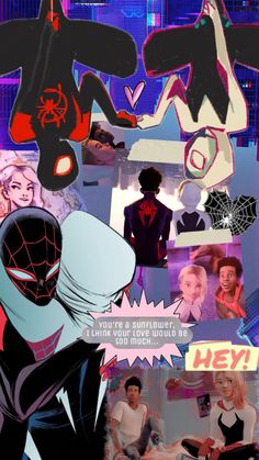 a collage of spider - man and other characters