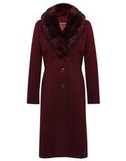 Faux fur collar princess coat Long Red Coat, Maroon Coat, Long Brown Coat, Red Long Coat, Faux Fur Trim Coat, Faux Fur Collar Coat, Princess Coat, Fur Collar Coat, Longline Coat