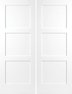 an open white door with three panels on each side