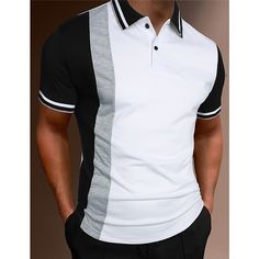 Season:Summer; Fabric:Polyester; Sleeve Length:Short Sleeve; Look After Me:Washable,Wet and Dry Cleaning; Gender:Men's; Style:Basic,Fashion,Comfortable; Elasticity:Micro-elastic; Tops Type:Button Up Polos,Golf Shirt,Polo Shirt; Occasion:Holiday,Casual,Sports; Fit Type:Regular Fit; Pattern:Color Block; Design:Button; Neckline:Lapel; Listing Date:06/13/2023; Bust:; Length:; Shoulder Width: Polo T Shirt, Polo T Shirts, Short Sleeve Tops, Mens Button Up, Men Tops, Shirt Short Sleeve, Men Looks