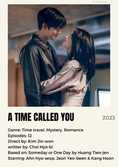 a poster with the caption'a time called you'and an image of two people