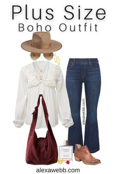 Plus Size Boho Macrame Top Outfit - Alexa Webb Plus Size Flare Jeans Outfits, Country Boho Outfit, Plus Size Western Outfits Woman, Plus Size Western Outfits, Valentines Day Looks, Curvy Boho, Macrame Top, Witchy Outfits, Alexa Webb