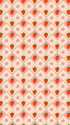 an abstract pattern with strawberries on pink and white checkerboard background for wallpaper