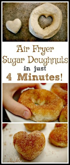 air fryer sugar doughnuts in just 4 minutes are the perfect treat for valentine's day