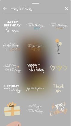 a bunch of different types of greeting cards on a gray background with the words happy birthday