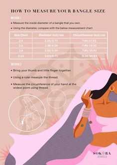 *PLEASE DO NOT BUY* THIS IS NOT A PHYSICAL PRODUCT - GUIDE TO HELP FIND BANGLE SIZE Tired of guessing your bangle size or struggling to find the perfect fit? Our Bangle Size Chart Sheet is designed to simplify your jewelry shopping experience, this handy chart is a must-have tool for anyone in search of the ideal bangle size. Featuring a range of sizes from 2.4 to 2.10, our chart covers all measurements. Simply follow the easy-to-use instructions to measure your hand circumference or an existing bangle diameter and match it to the corresponding size on the chart. Bangle Size Chart, Hand Bangles, Chart Sheet, Bracelet Size Chart, Must Have Tools, Jewelry Shopping, Bracelet Sizes, Bangle Bracelets, Physics