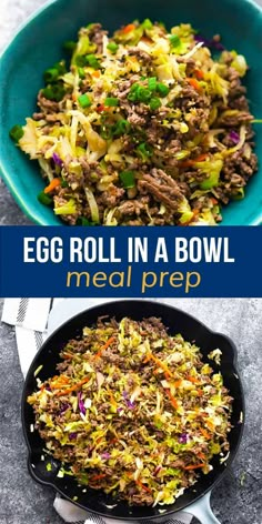 egg roll in a bowl meal prepped and ready to be eaten with text overlay