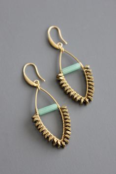 Unique Gold Jade Earrings, Modern Green Brass Jewelry, Modern Gold Jade Jewelry, Gold Jade Dangle Jewelry, Bohemian Gold Jade Earrings, Adjustable Bronze Jewelry With French Hook, Bronze Jewelry With French Hook, Modern Handmade Jade Jewelry, Handmade Modern Jade Jewelry