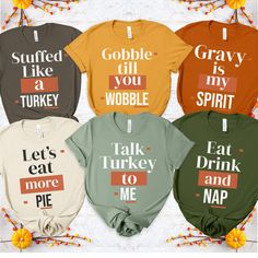 🍂 Make Your Thanksgiving Unforgettable with Our Matching Family Shirts! Whether you're gathering for a family Thanksgiving dinner or a Friendsgiving celebration, our funny and customizable Thanksgiving shirts are the perfect addition to the festivities. With designs like "Gobble Till You Wobble" and "Stuffed Like a Turkey," these shirts will keep the holiday spirit alive while adding a touch of humor. 👕How to Order: Select Your Size and Phrase from the dropdown menu. - Choose Your Color: - T-s Matching Thanksgiving Shirts, Family Thanksgiving Shirts, Thanksgiving Dinner Outfit, Hosting Thanksgiving, Family Shirts Matching, Family Thanksgiving, Funny Family, Group Shirts, Family Humor