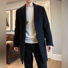 Size Small, I’m 5’9 And It Fits Me Perfectly! Never Worn, Without Tags Black Trench Coat Outfit Casual, Trench Coat Outfit Casual, Black Trench Coat Outfit, Coat Outfit Casual, Black Dress Coat, Rain Dress, 90s Calvin Klein, Black Overcoat, Medium Coat