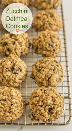 zucchini oatmeal cookies on a cooling rack with the title overlay