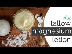 Diy Tallow, Herbalist Recipes, Tallow Lotion, Magnesium Butter, Tallow Recipe, Homemade Balm, Magnesium Flakes, Magnesium Lotion, Lotion Recipe