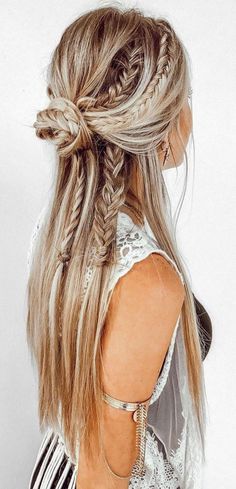 Ways To Wear Braids, Braids Bun, Boho Hairstyle, Hair Homecoming, Hairstyles Easy, Easy Hairstyles For Long Hair, Wedding Hair And Makeup, Homecoming Hairstyles