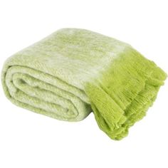 two lime green towels folded on top of each other in front of a white background