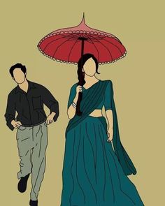 a man and woman walking under an umbrella